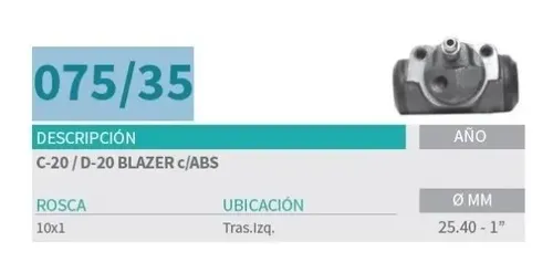 Cilindro Rueda Tras Izq Chevrolet C-20/d-20/blazer C/abs - Imagen 4