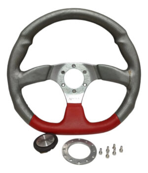 Volante Isotta Semil Fibra Gris Y Cuero Rojo C/detalles Ital