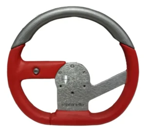 Volante Isotta C/pulsador Semil Fibra Y Cuero Rojo Italiano